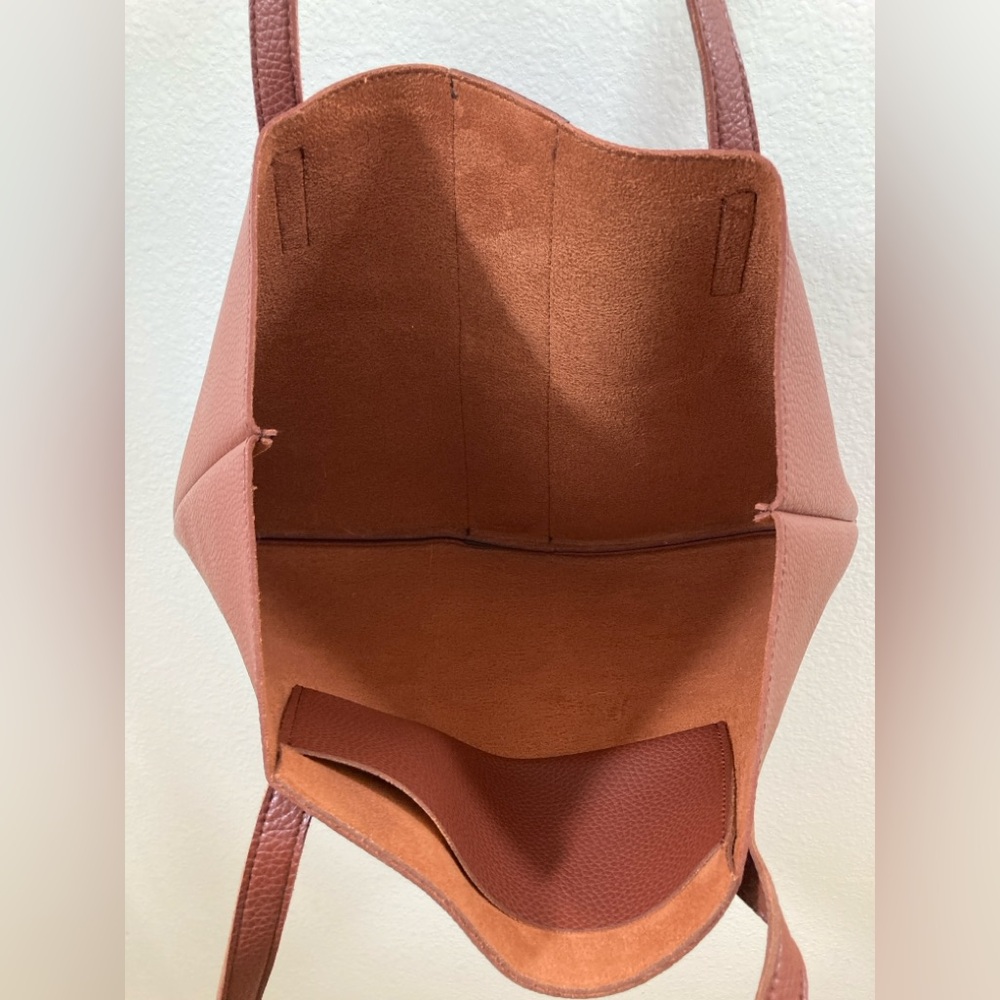 Vince Camuto Luck Tote Rust Black Vegan Leather Handbag - Picture 4 of 7
